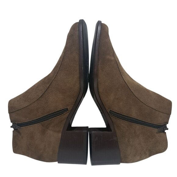 Bruno Magli Leather Suede Retro Ankle Block Heel Bootie Brown Size 8 - Picture 4 of 17